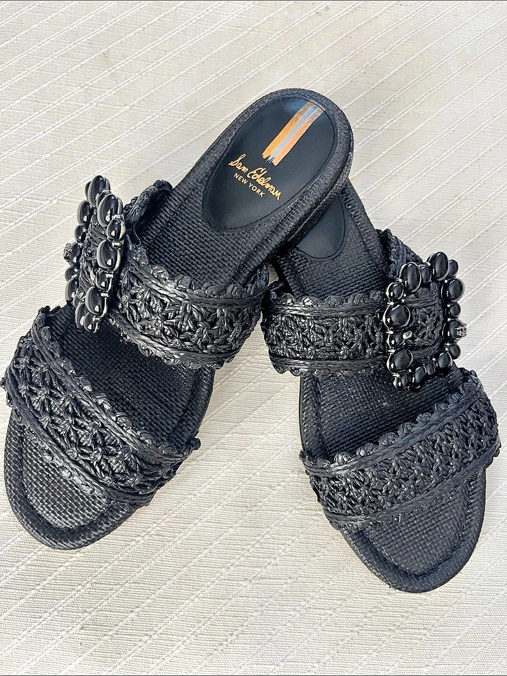 Sam Edelman Black Embellished Sandals